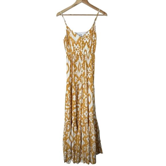 BB Dakota Turtle Island Maxi Dress Womens S Yellow Ikat Boho Coastal Beachy - Picture 4 of 6
